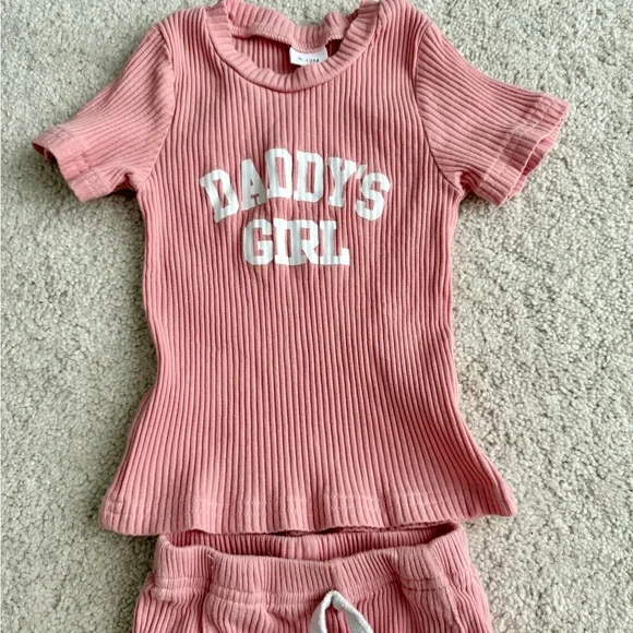 Kids Ribbed 'Daddy's Girl' Matching Set - Pink - Picture 3 of 6